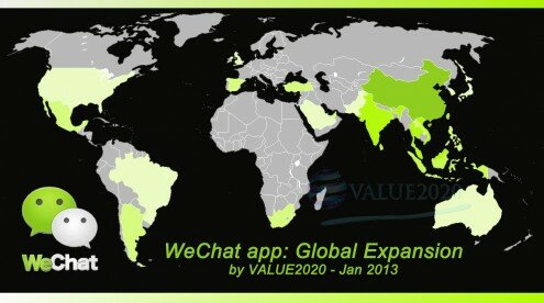 Mapa de expansión de WeChat en el mundo