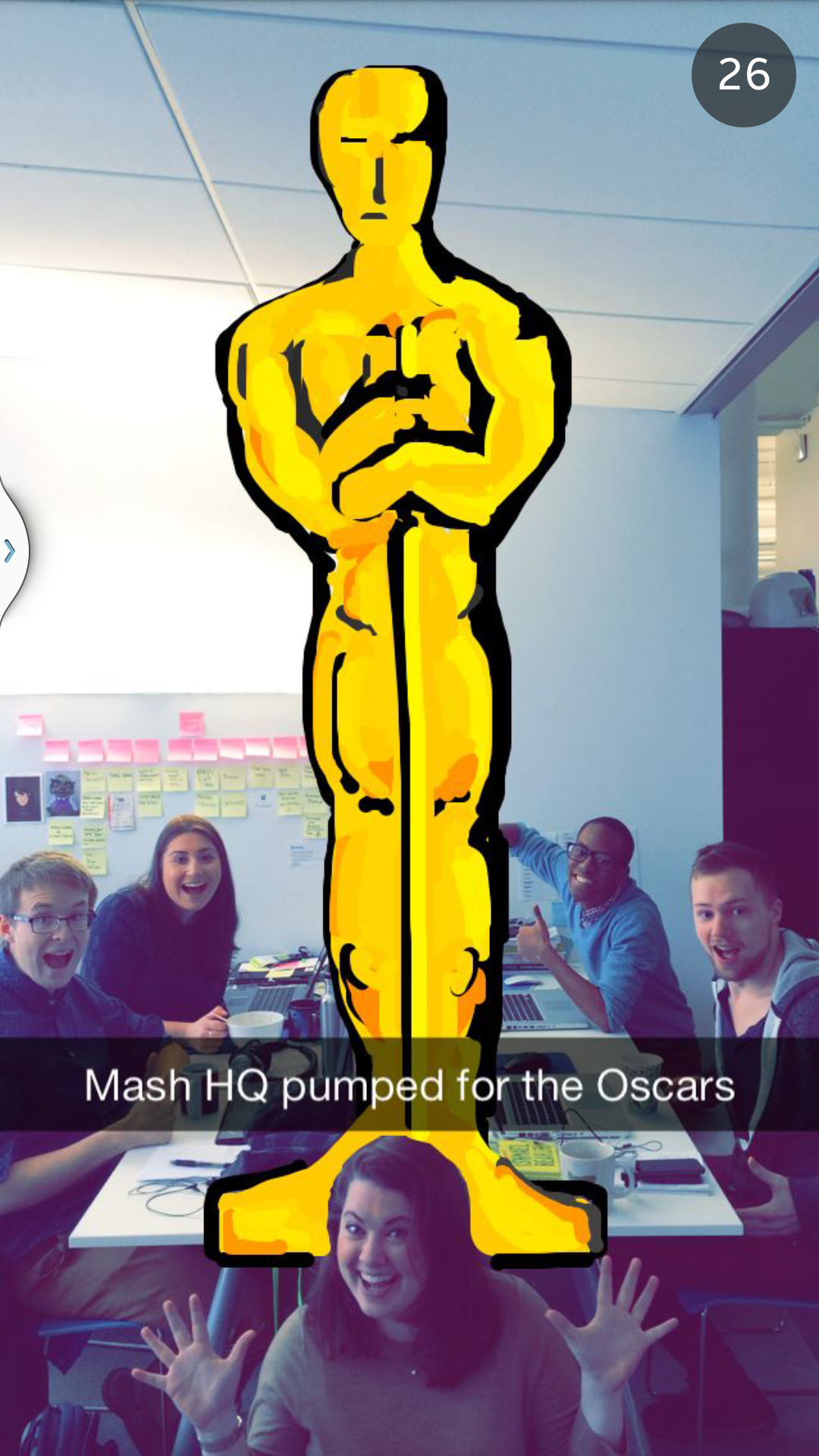 Mashable cubre los Oscars por Snapchat
