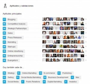 Sección de habilidades de LinkedIn