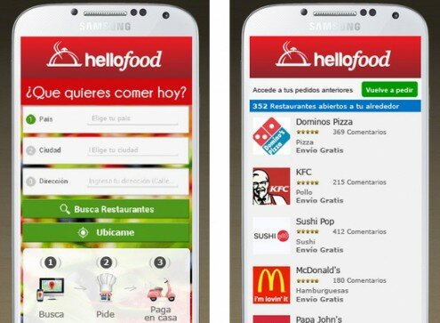 Interfaz de Hellofood. Imagen: play.google.com/