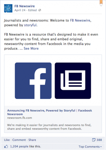 fb newswire servicio de noticias de Facebook