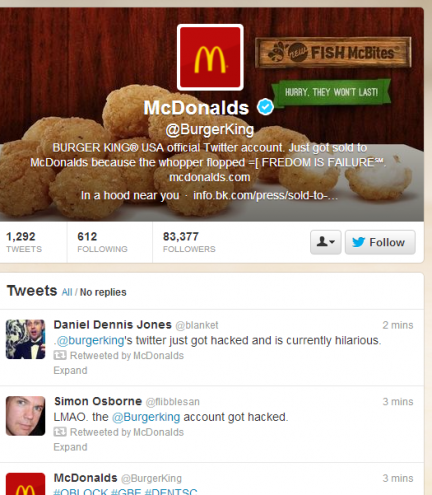 La cuenta de 'Hackeada' de @BurgerKing