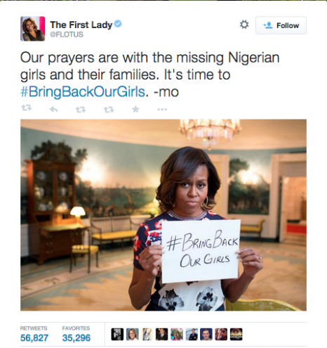 Uno de los tantos mensajes en apoyo a #BringBackOurGirls