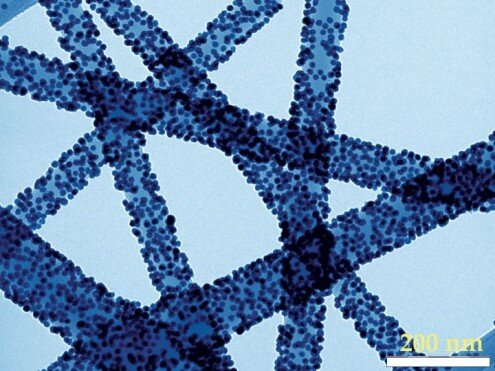 Nanofibras de nylon recubiertas con oro